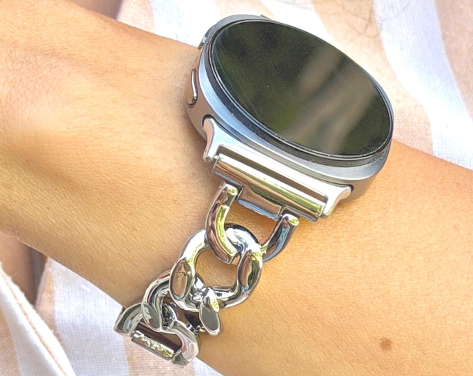Galaxy Watch 8/9 Silver Metal Bracelet: Adjustable Links, Fits Classic Series
