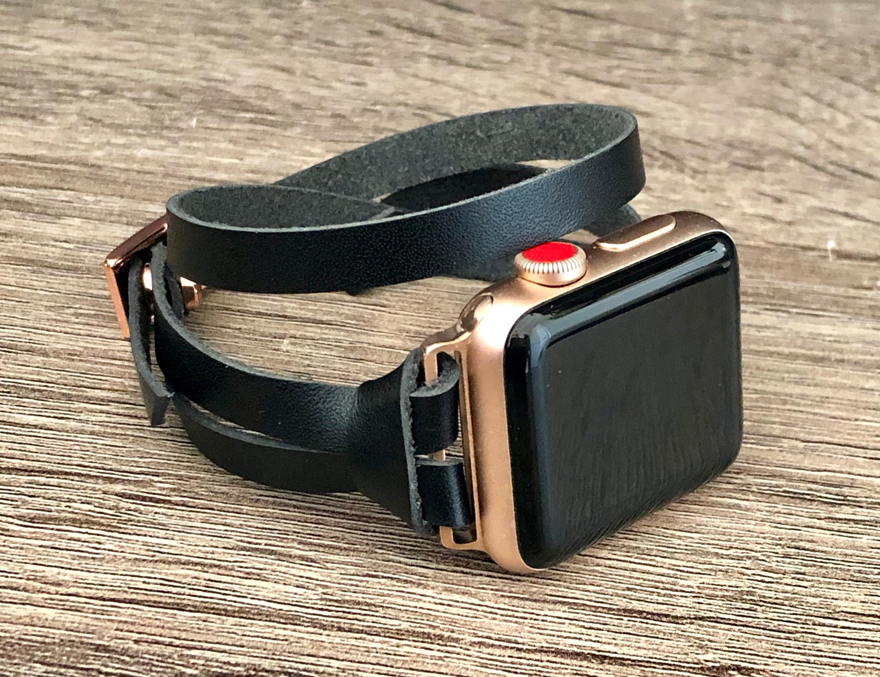 Leather Apple Watch Bracelet 38mm 40mm 41mm 42mm 44mm 45mm Rose Gold