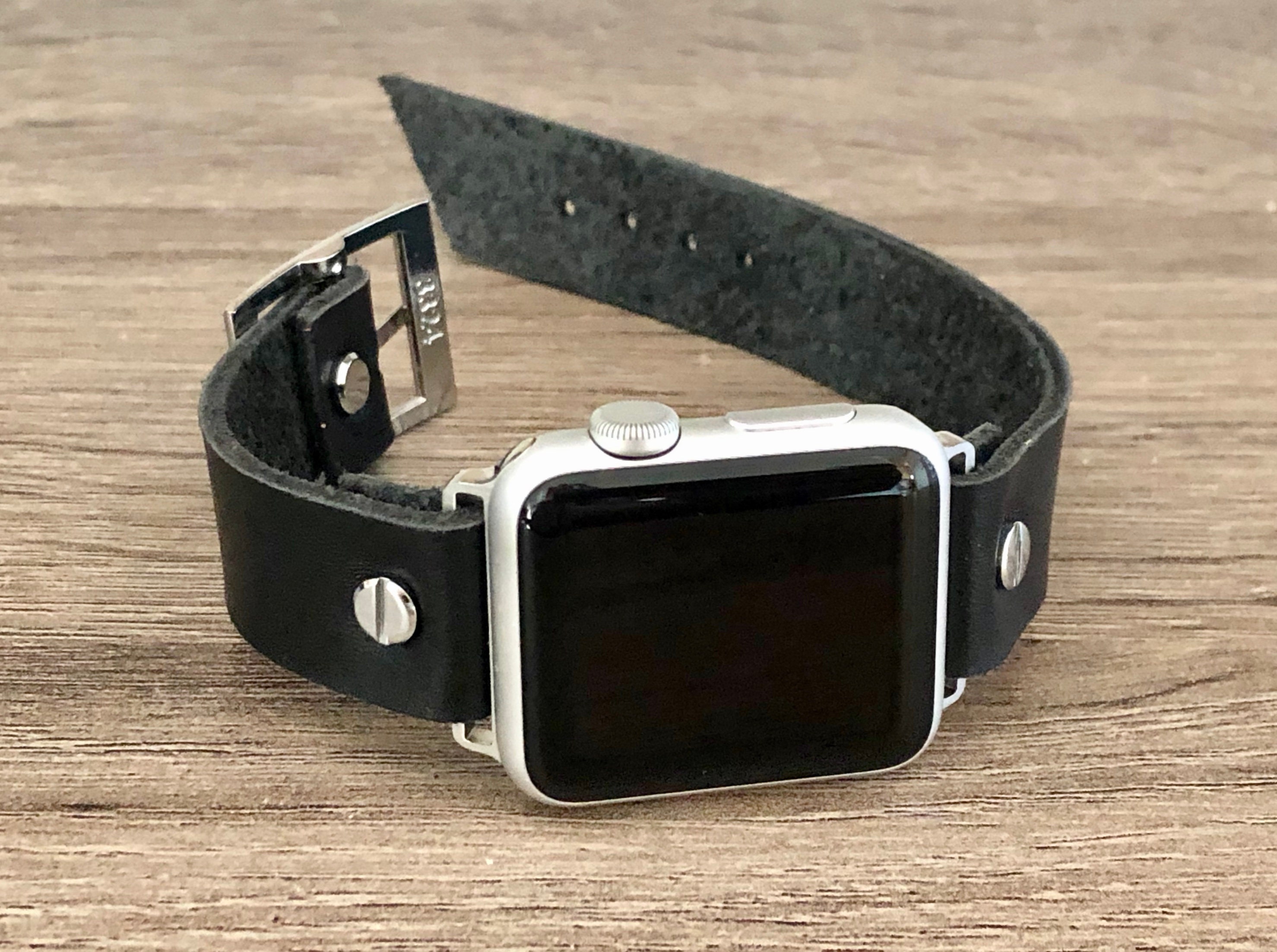 Black Leather Apple Watch Band 40mm 41mm 38mm 42mm 44mm 45mm Classy