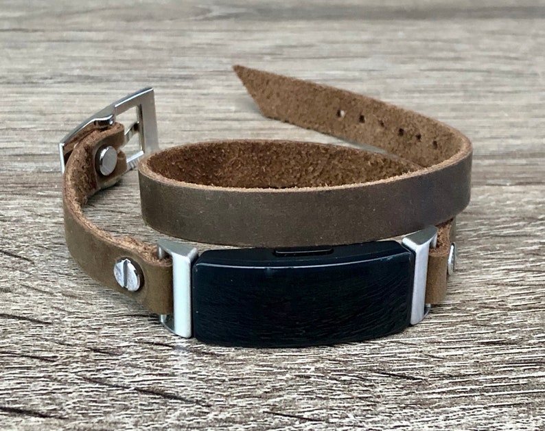 Leather Fitbit Inspire HR Band Silver Inspire Strap Bracelet Etsy