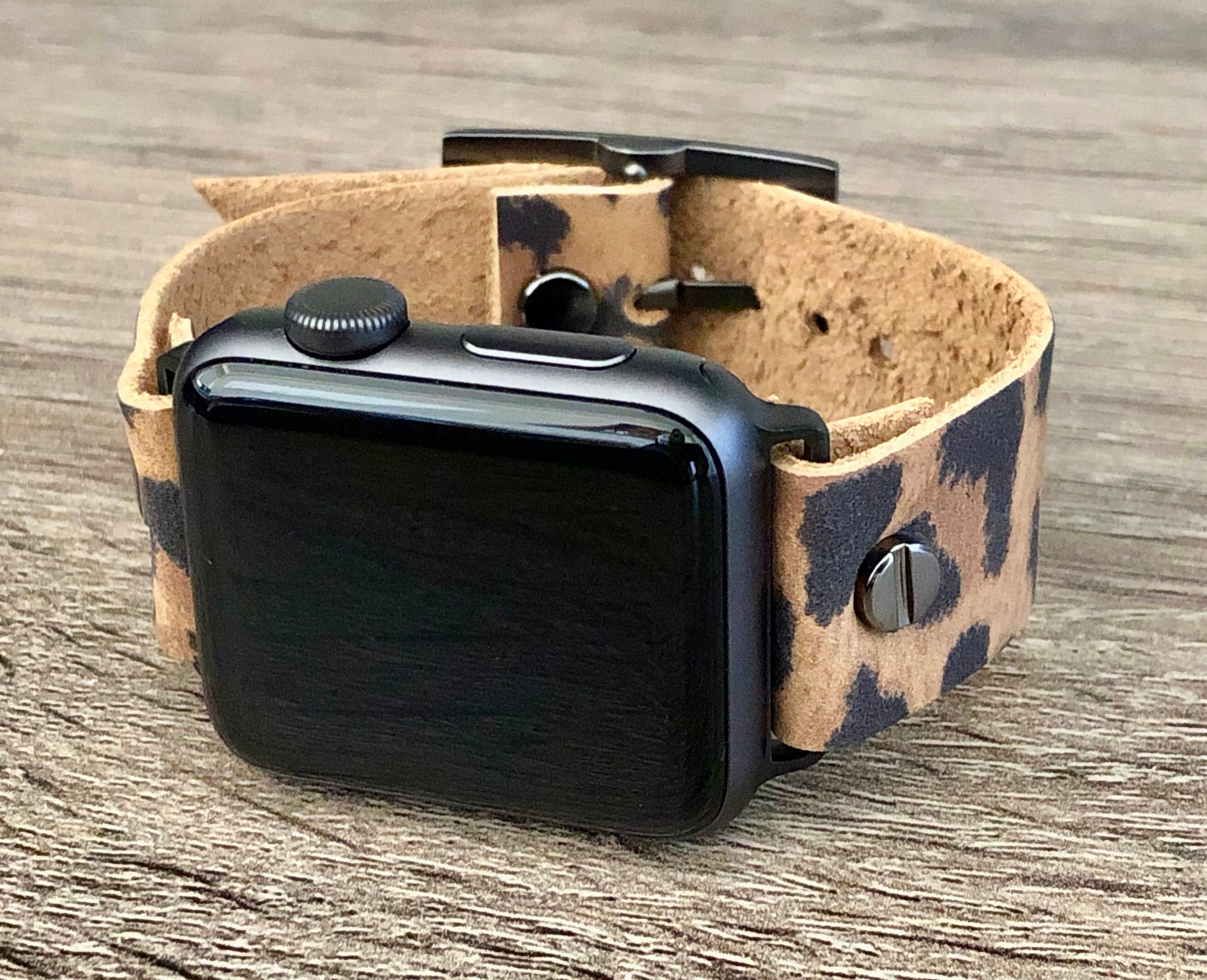 Apple Watch Band 38mm 40mm 42mm 44mm Leopard Print Leather iWatch