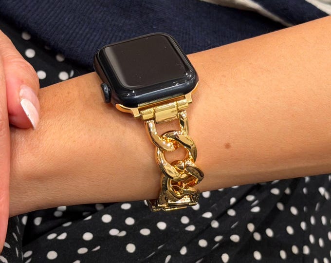 Gold Apple Watch Band: Charm Bracelet Bangle - Adjustable Links