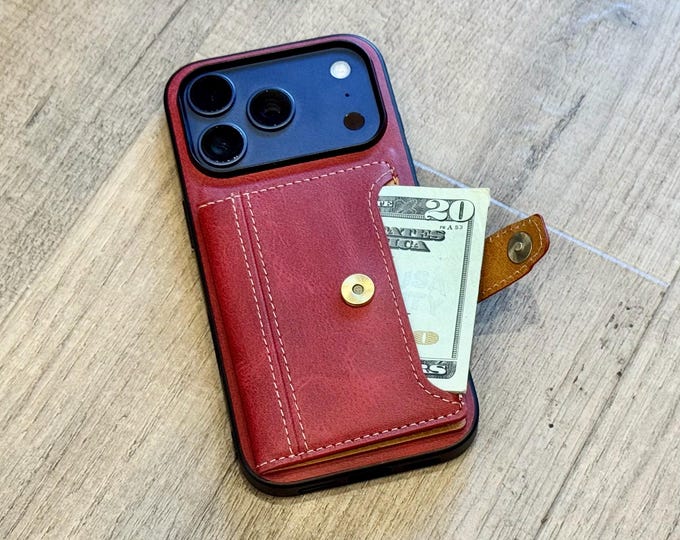 Leather iPhone Case Wallet 17/16/15 Pro Max Plus Air Personalized