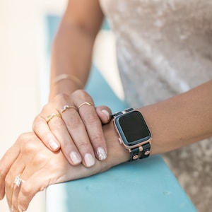 Rose Gold Apple Watch Band 38mm 40mm 41mm 42mm 44mm 45mm Leather Apple Watch Strap Bracelet Women iWatch Band Jewelry Apple Watch Wristband