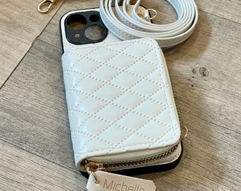 [EENK] / ☆ Phone Case with Leather Strap / Crinkle White Phone Case with Leather Strap Crinkle White : EENK SHOP