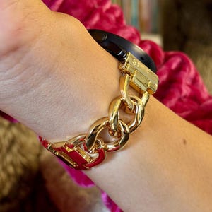 Guldfärgad Galaxy Watch Band Dam Smycken Armband, Justerbart Länkarmband