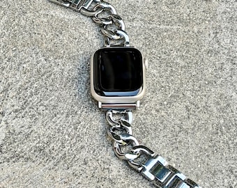 Shiny Silver Apple Watch Band 42mm 46mm 41mm 45mm 38mm 40mm, Women Jewelry Bangle