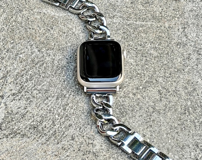 Shiny Silver Apple Watch Band 42mm 46mm 41mm 45mm 38mm 40mm, Women Jewelry Bangle