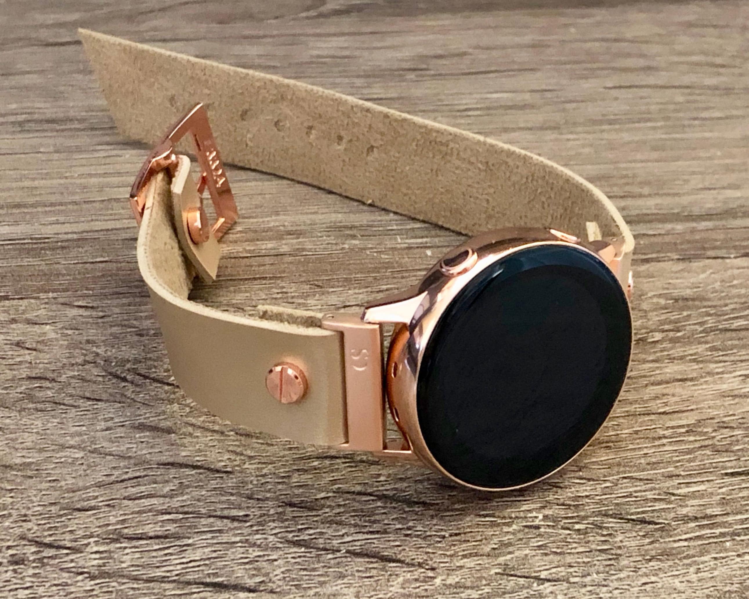 Vegan Leather Samsung Galaxy Active Band, Rose Gold Galaxy Watch