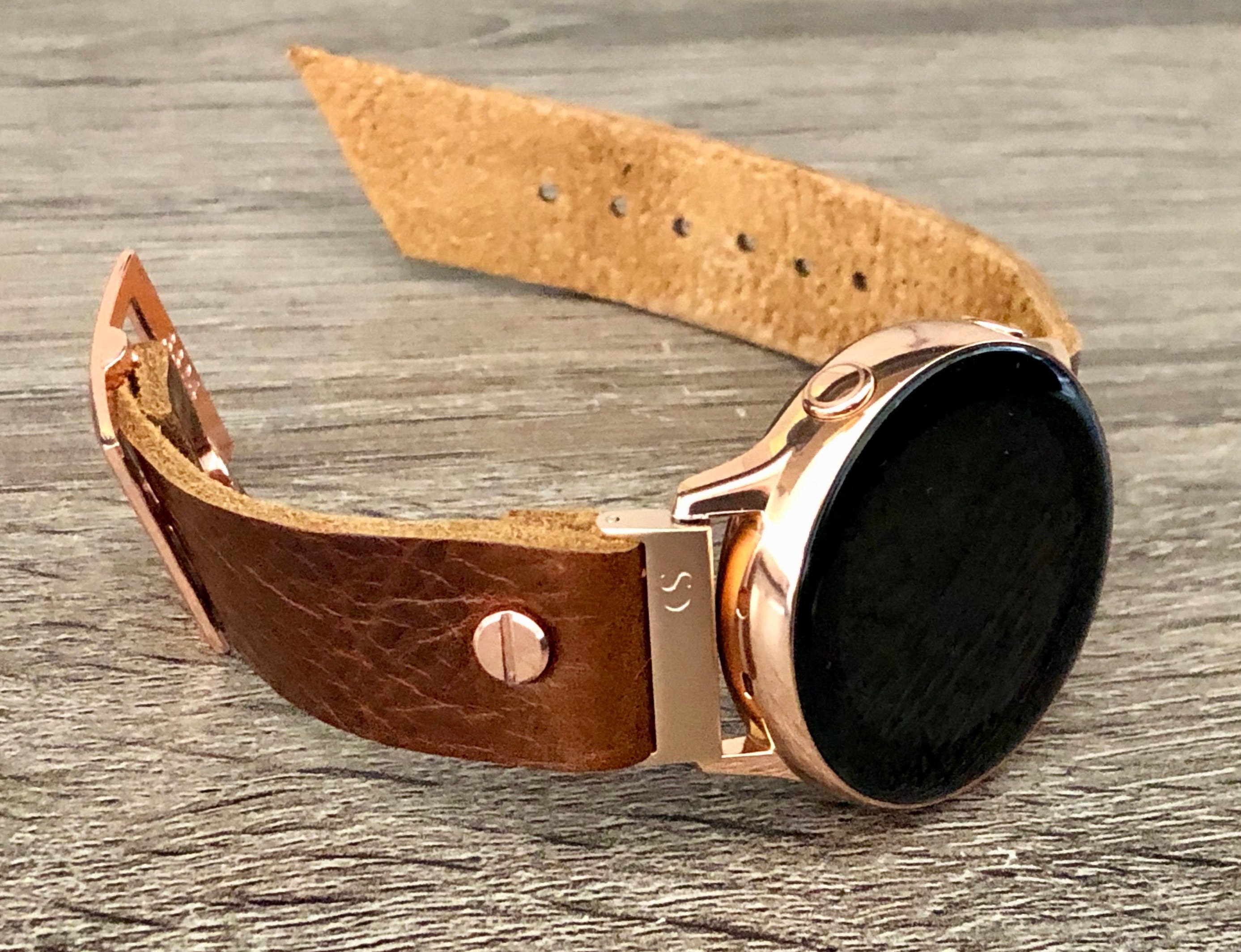 Forstå mock automatisk Vintage Brown Leather Samsung Galaxy Watch Active 2 Band 40mm 44mm Samsung  Galaxy Watch 42mm Strap Bracelet 20mm Rose Gold Watch Band