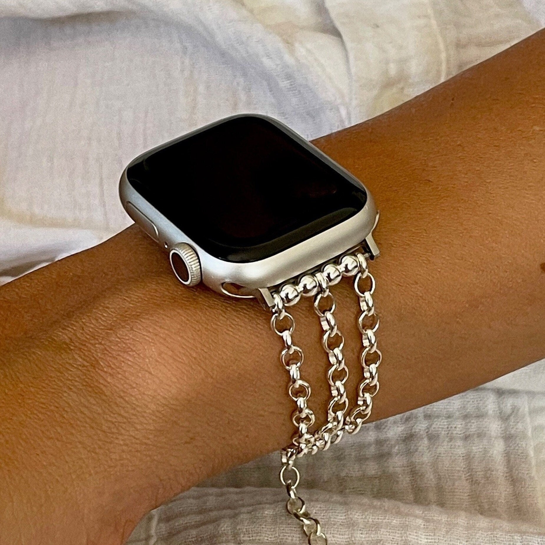Handmade Solid Silver Apple Watch Band Luxury Women Accessory
