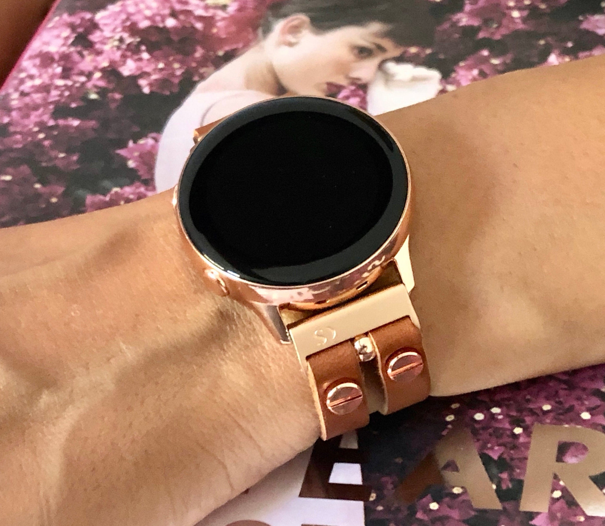 Women Samsung Galaxy Watch Active2 Band 40mm 44mm Light Brown Etsy Hong Kong