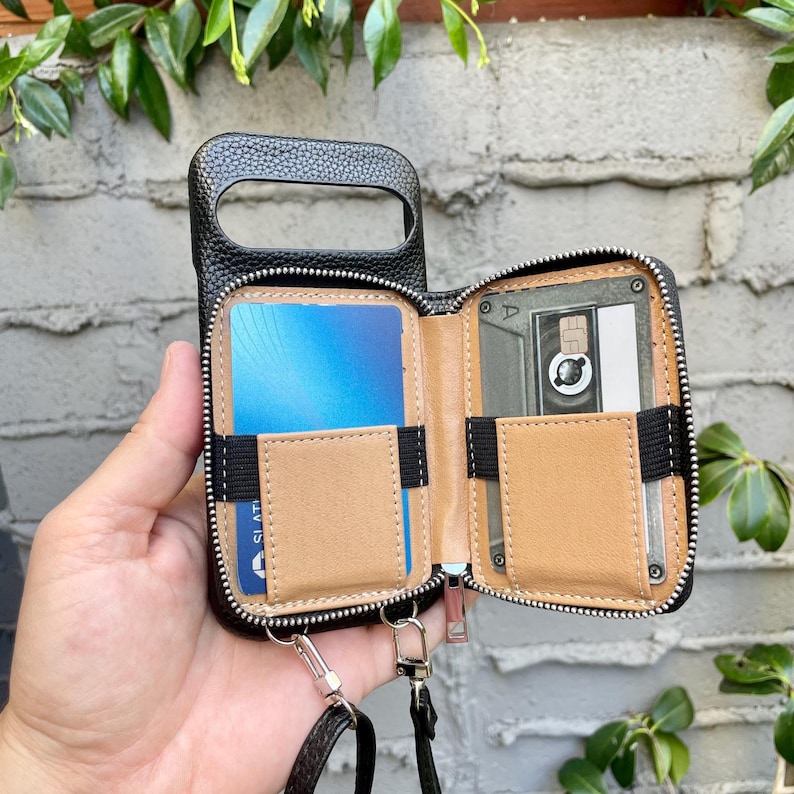 Personalized Leather Pixel Phone Case: Crossbody Zipper Wallet, 10, 9, 8, 7, Pro, Pro XL image 1