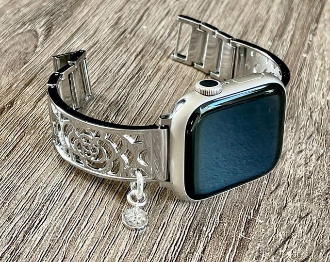 Apple Watch Band - Silver iWatch North Star Charm Bracelet, 46mm 42mm 49mm 41mm 45mm 40mm 45mm 38mm, Luxury Women Jewelry, Mother's Day Gift