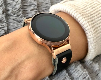 Rose Gold Samsung Galaxy Active Band Black Leather Galaxy Etsy