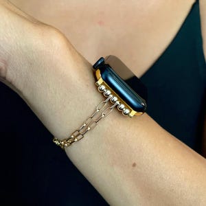 14K Gold Filled Apple Watch Band: Paperclip Chain Bracelet, Dainty Jewelry Strap