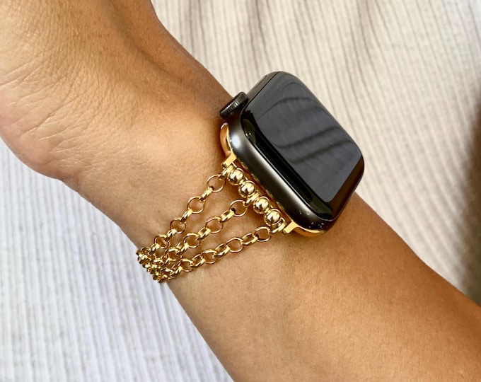 Apple Watch Band - 14K Gold Filled Luxury Chain Bracelet Strap for Women, Jewelry Band Gift for Mother's Day & Wife