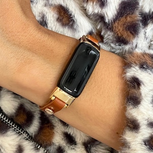 Gold Fitbit Luxe Band Light Brown Fitbit Luxe Bracelet Slim Fitbit Luxe Wristband Women Fitbit Luxe Strap Bands Genuine Leather Luxe Jewelry