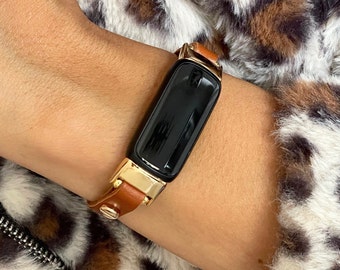 Gold Fitbit Luxe Band Light Brown Fitbit Luxe Bracelet Slim Fitbit Luxe Wristband Women Fitbit Luxe Strap Bands Genuine Leather Luxe Jewelry