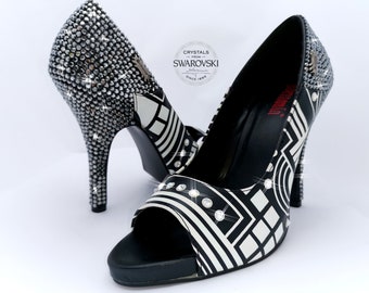 Sprankelende hoge hakken schoenen-kristallen Swarovski-bling schoenen-glitter schoenen-kristallen-kristallen schoenen-avondschoenen-Swarovski unieke diamanten schoenen