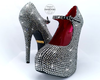 Glitzernde High Heels Schuhe-Swarovski Crystal Pumps-Bling Heels-Bling Schuhe-Glitzer Schuhe-Rhinstone Heel Schuhe-Swarovski einzigartige Diamanten Schuhe