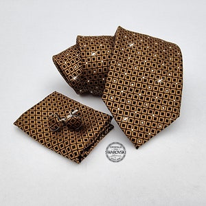 Swarovski Crystal Men Necktie Set, Embellished Wedding Tie, Anniversary Gift for Him Boyfriend Father Husband, Grooms Semi Formal Event wear