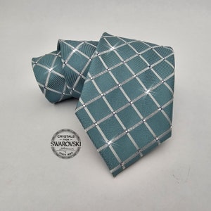Embellished Swarovski Crystal Men Necktie, Wedding Tie Anniversary Gift for Him Boyfriend Fathers day Husband, Grooms Semi Formal Event wear