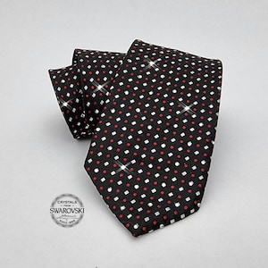 Embellished Swarovski Crystal Men Necktie, Wedding Tie Anniversary Gift for Him Boyfriend Fathers day Husband, Grooms Semi Formal Event wear