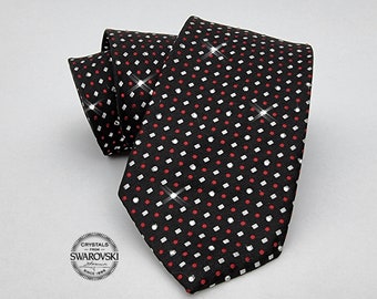 Cravatta di cristallo Swarovski da 203 pezzi - Cravatta da uomo - Cravatta impreziosita - Cravatta di cristallo - Cravatta per occasioni speciali - Cravatta da sposa - Cravatta nera