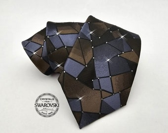 190 Stück Swarovski Kristall Krawatte - Herrenkrawatte - Verzierte Krawatte - Kristall Krawatte - Besondere Gelegenheit Krawatte - Hochzeit Krawatte - Schwarze Krawatte