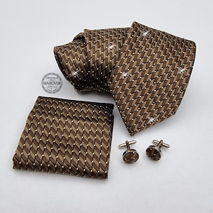 Swarovski Crystal Men Necktie Set, Embellished Wedding Tie, Anniversary Gift for Him Boyfriend Father Husband, Grooms Semi Formal Event wear
