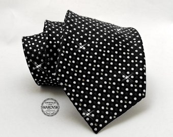 267 Stück Swarovski-Kristall-Krawatte – Herren-Krawatte – verzierte Krawatte – Kristall-Krawatte – Krawatte für besondere Anlässe – Hochzeitskrawatte – schwarze Krawatte