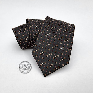 Embellished Swarovski Crystal Men Necktie, Wedding Tie Anniversary Gift for Him Boyfriend Fathers day Husband, Grooms Semi Formal Event wear