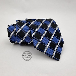 Embellished Swarovski Crystal Men Necktie, Wedding Tie Anniversary Gift for Him Boyfriend Fathers day Husband, Grooms Semi Formal Event wear