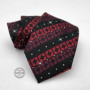 Embellished Swarovski Crystal Men Necktie, Wedding Tie Anniversary Gift for Him Boyfriend Fathers day Husband, Grooms Semi Formal Event wear