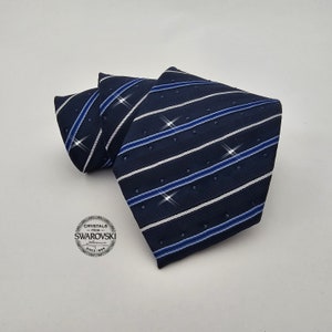 Embellished Swarovski Crystal Men Necktie, Wedding Tie Anniversary Gift for Him Boyfriend Fathers day Husband, Grooms Semi Formal Event wear