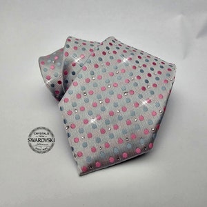 Embellished Swarovski Crystal Men Necktie, Wedding Tie Anniversary Gift for Him Boyfriend Fathers day Husband, Grooms Semi Formal Event wear
