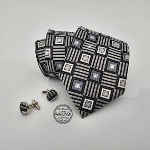 Embellished Swarovski Crystal Men Necktie, Wedding Tie Anniversary Gift for Him Boyfriend Fathers day Husband, Grooms Semi Formal Event wear
