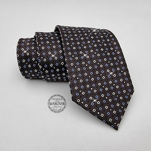 Embellished Swarovski Crystal Men Necktie, Wedding Tie Anniversary Gift for Him Boyfriend Fathers day Husband, Grooms Semi Formal Event wear