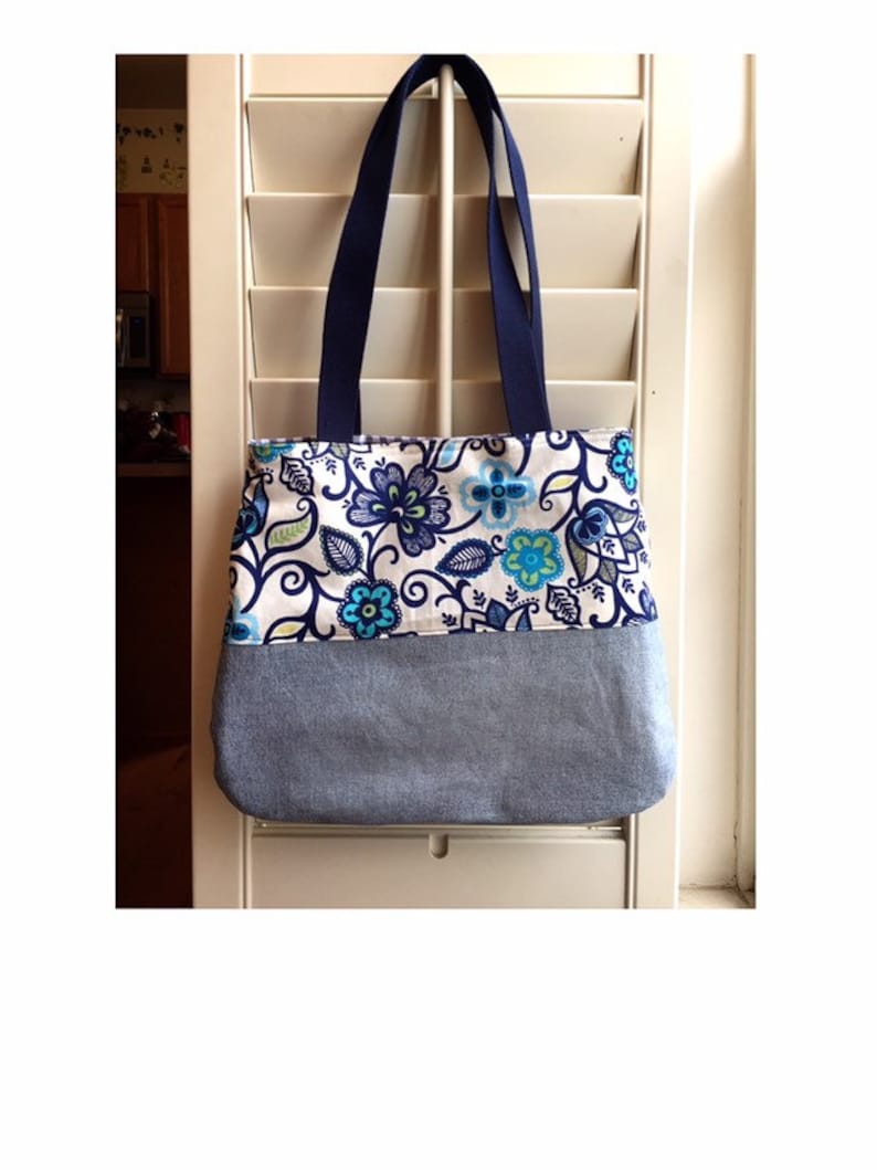 Quilted tote bag with premium cotton fabric with denim.Handmade quilting tote bag,shoulder bag,women/'s handbag.