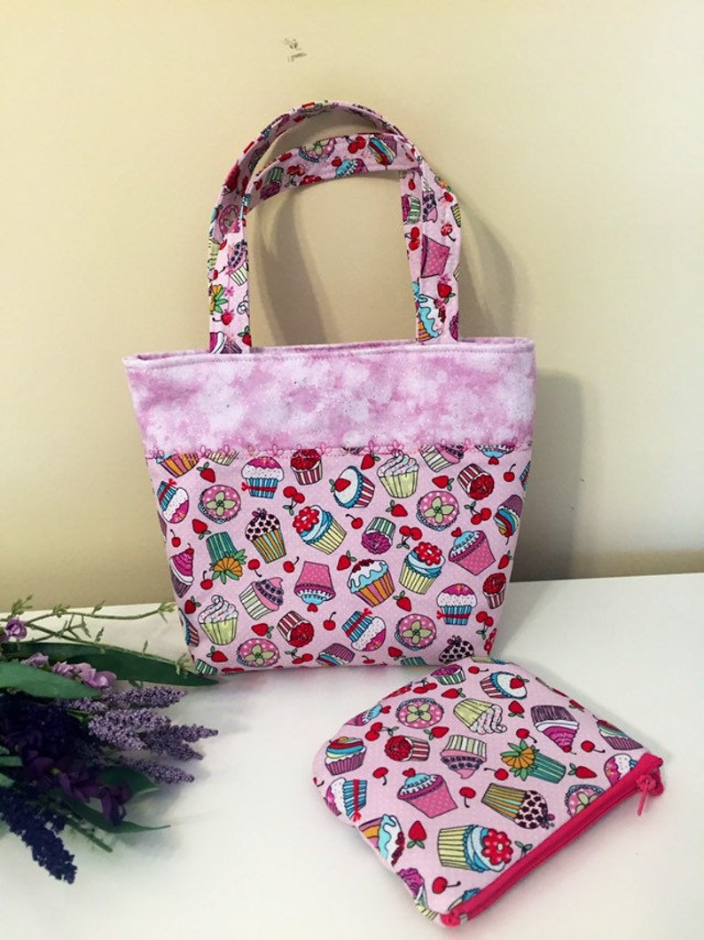 Child purse with coin purse.Kids bag,Mini tote for girls,Quilted tote bag,Birthday gift for her.