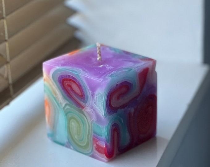 Colourful Candle, Swirled Candle, Housewarming Gift, Gift for Friend, Lantern Candle, Colourful Decor.