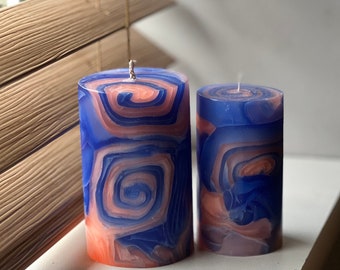 Swirl Vivid Candles | Indigo Candles | Colorful Decor | Candle Gift Set | Housewarming Gift | Gift for Her | Birthday Gift.