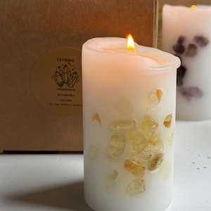 Citrine candle, crystal candle, scented, self love candle, meditation gift, self care candle, altar candle, friend gift, imagination healing