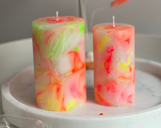 The Flashes of Positive Vibrations Collection, Handmade Bright Candles, Colorful Decorative Candles, Quirky Home Decor, Electrifying Gift.