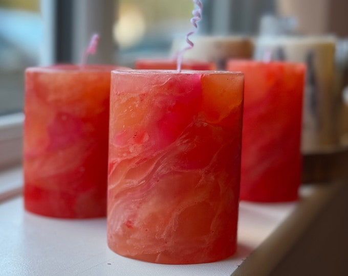 Vivid Pillar Candles, Unique Home Decor, Long Burning Candles, Gift for Friend, Housewarming Gift, Colourful Candle, Bright Decor, Sunny .