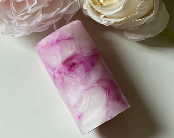 Handmade Jasmine Scented Candle: Pink Marble Decor Gift