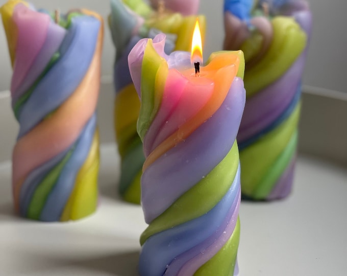 Abstract Candle, Pastel Decor, Fancy Candles, Hand Twisted Candle, Colourful Candles, Housewarming Gift, Unique Table Decoration