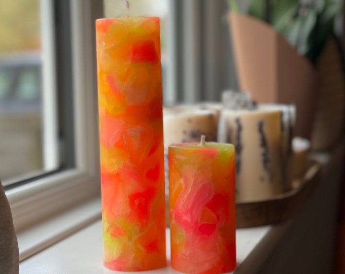 Bright Handmade Candles, Quirky Home Decor, Long Lasting Candles, Colourful Decor, Birthday Gift, Friend Gift, Neon Candles.