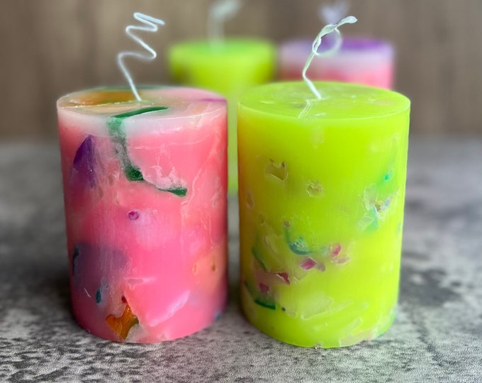 Handcrafted Neon Candles, Colourful Candle, Long Lasting Candle, Housewarming Gift, Gift for Friend, Quirky Decor, Positive Vibrations Gift.